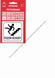 Piktogram Pozor schody! ,,DOLE,,8x8cm