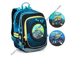 Vak školská taška topgal Endy 22013 B modrá Monster jam + prívesok 