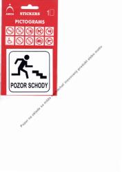 Piktogram Pozor schody! ,,HORE,,8x8cm